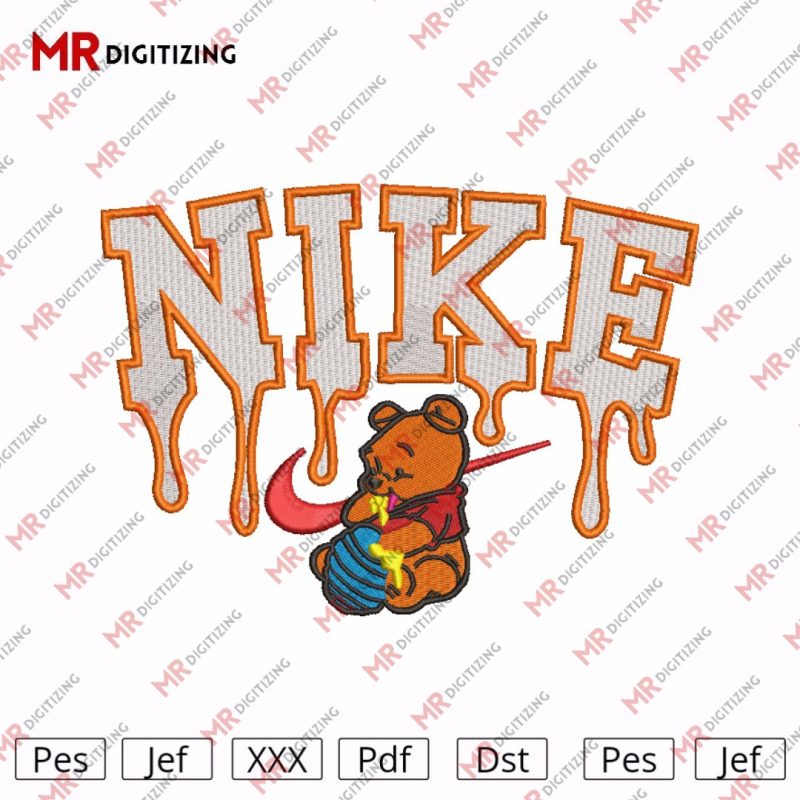 Nike pooh Embroidery Design - Digital embroidery Design