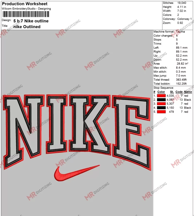 5 b 7 Nike outline