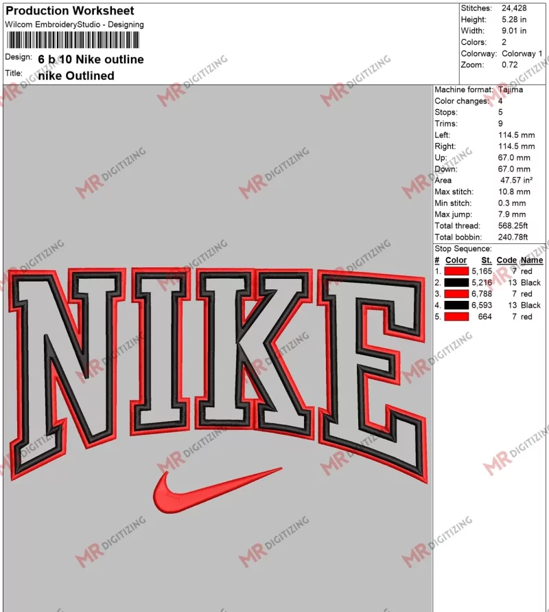 6 b 10 Nike outline