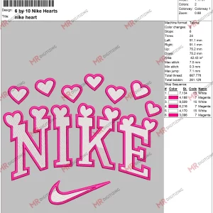 6 by 10 Nike Hearts