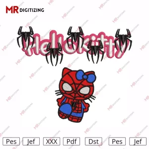 Hellokitty Spiderman V3 Embroidery Design