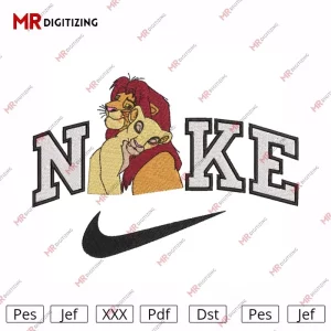 Nike Simba and Nala love Embroidery Design