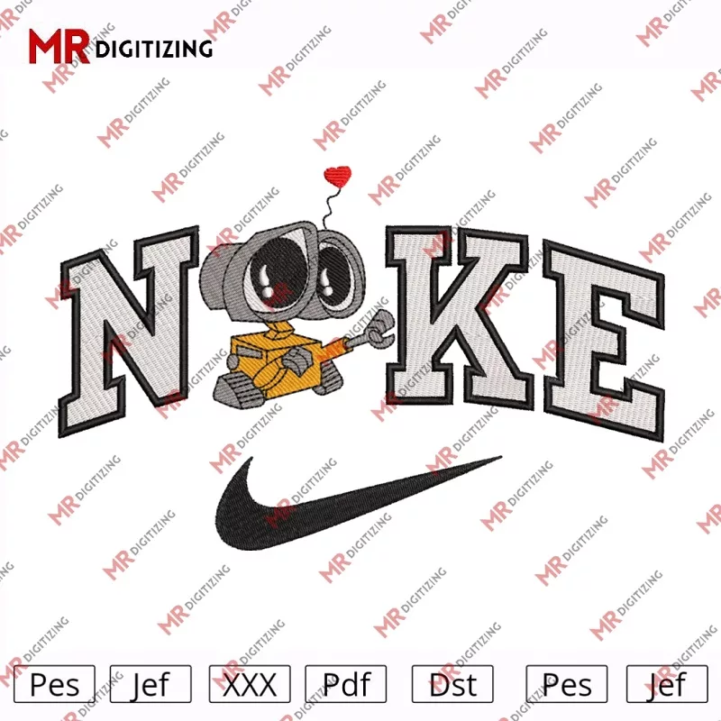 Nike x Wall'e Embroidery Design - Digital Car Embroidery Design