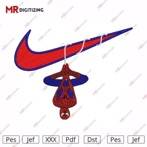 Swoosh Spiderman Hanging Embroidery Design