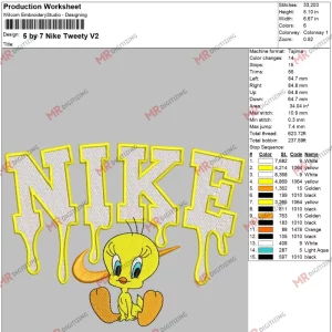 5 by 7 Nike Tweety V2