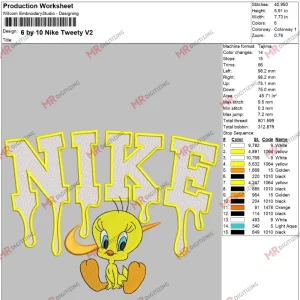 6 by 10 Nike Tweety V2