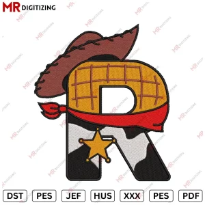 R Woody Embroidery design