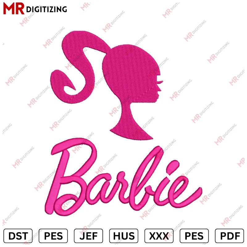 Barbie Machine embroidery design V1 - DST, PES, JEF