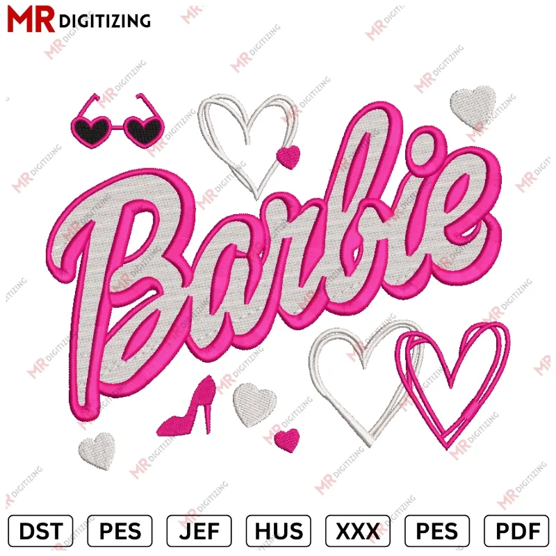 Barbie Machine embroidery design V5 - DST, PES, JEF
