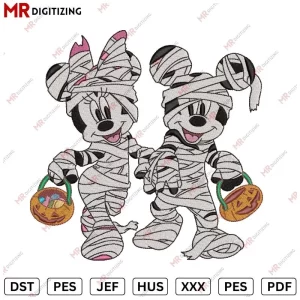 Micky And Minnie Hall Embroidery Design