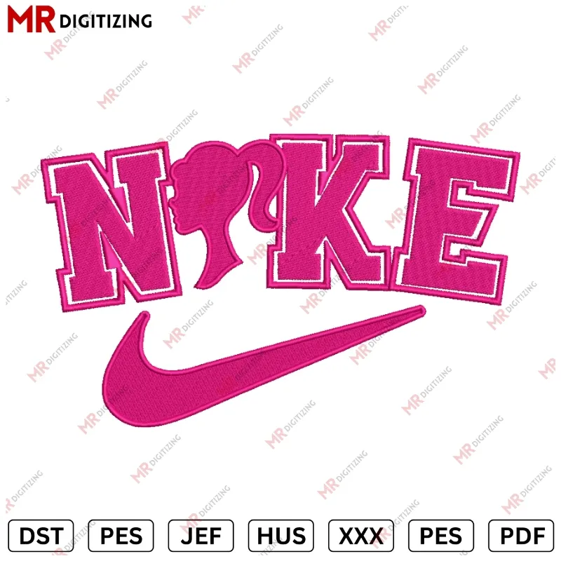 Nike Barbiee Machine embroidery design - DST, PES, JEF