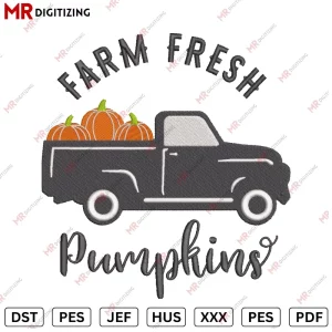 Farm Fresh Pumkin Halloween Embroidery design