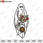 Ghost Flowers Halloween Embroidery design