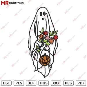 GHOST FLWR Halloween Embroidery design
