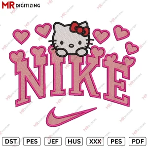 Nike Hearts kitty Embroidery Design