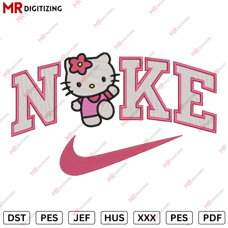 Nike Hello kitty Machine Embroidery Design v1 - DST, Pes, jef
