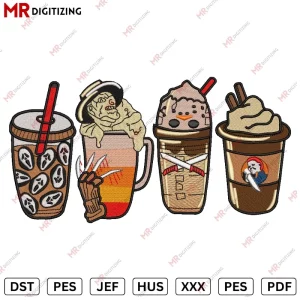 coffee cups 1 Halloween Embroidery Design