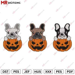 dogs pumpkin Halloween Embroidery design