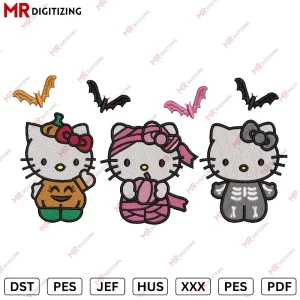3Hellokitty Kittys HL Halloween Embroidery Designs