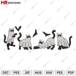 4 Cats Halloween Embroidery Design