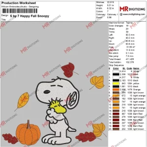 5 by 7 Happy Fall Snoopy
