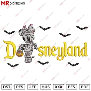 Disnyland Minnie bats Halloween Embroidery Designs