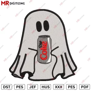 Ghost Coka cola Halloween Embroidery Designs