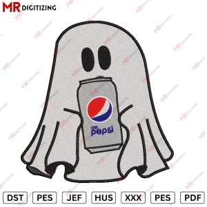 Ghost pepsi Halloween Embroidery Designs