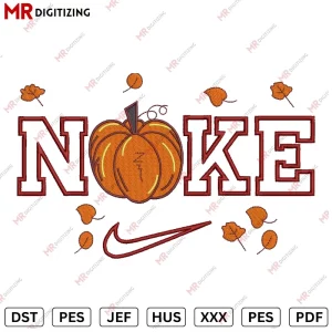 Nike pumkin Halloween Embroidery Design