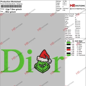 5 by 7 Dior grinch