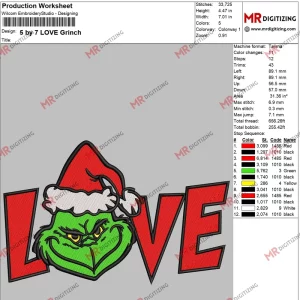 5 by 7 LOVE Grinch