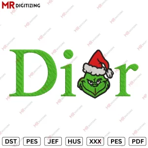 Dior grinch Christmas Embroidery designs