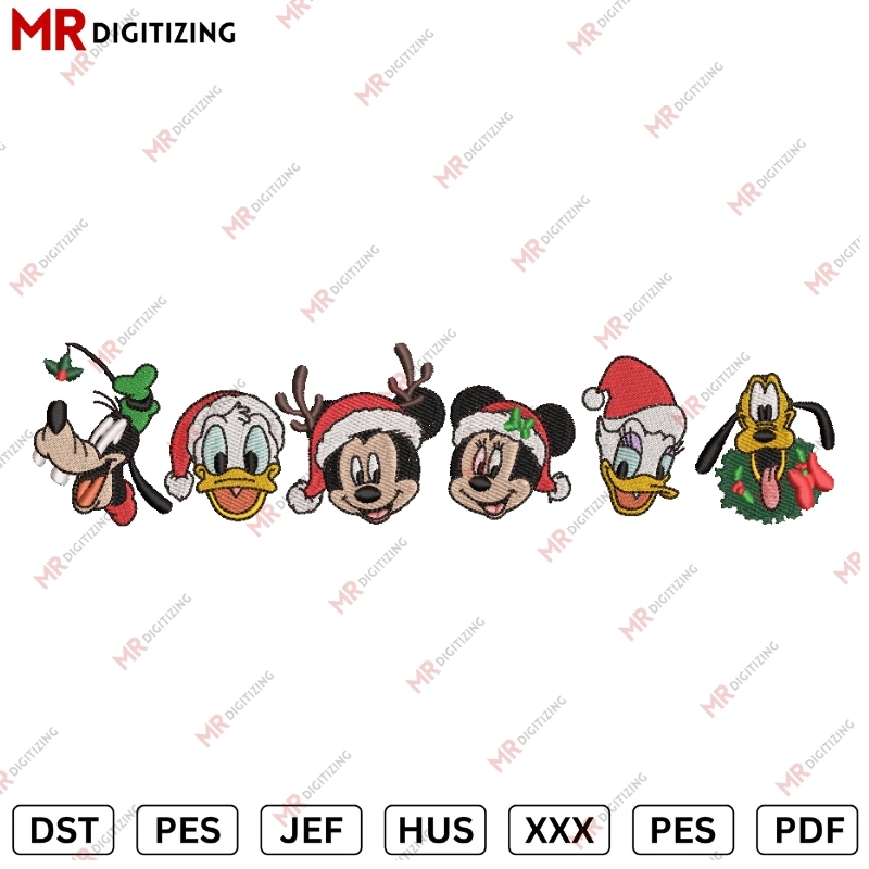 Disneyland Friends Christmas Embroidery Design - DST, PES,JEF