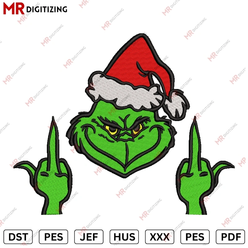 Grinch Christmas Embroidery Design v2- DST, PES,JEF