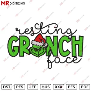 Grinch Face Christmas Embroidery designs