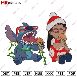 Lilo And Stitch Christmas Embroidery design