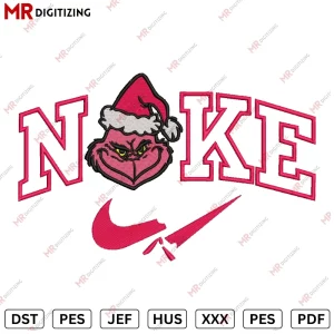 Nike Grinch Pink Christmas Embroidery design