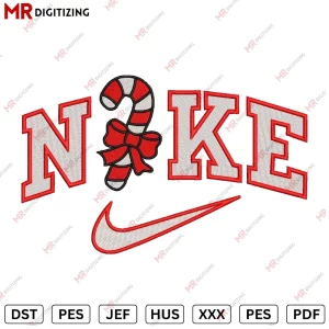 Nike candycane Christmas Embroidery designs