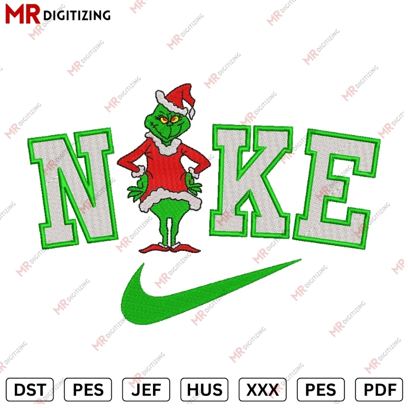 Nike grinch Christmas Embroidery Design V3 - DST, PES,JEF