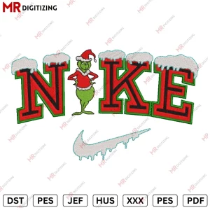 Nike grinch snoww Christmas Embroidery Design