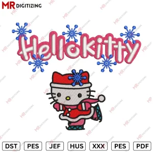 Hello kitty Snow Christmas embroidery design
