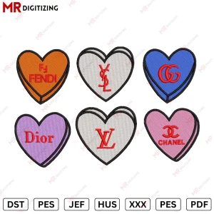 6 HEARTS VL7 Valentines Embroidery Design