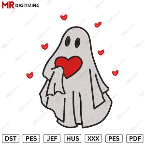 Ghost Love Valentines Embroidery Design
