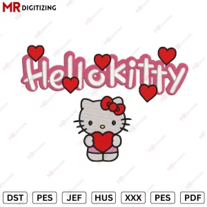 Hello Kitty Hearts VL5 Valentines Embroidery Design