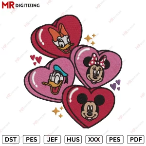 Mickey Minnie Ducks VL11 Valentines Embroidery Design