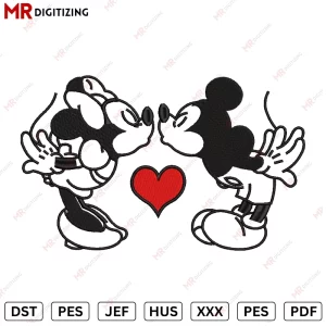 Mickey and minnie Love v1 Valentines Embroidery Design
