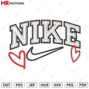 NIKE 2 HEART VL13 Valentines Embroidery Design