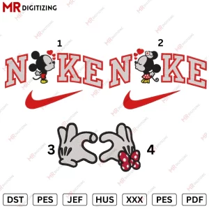 NIKE minnie v6 and NIKE Micky v6 Valentines Embroidery Design