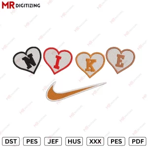 Nike Hearts vv4 Valentines Embroidery Design