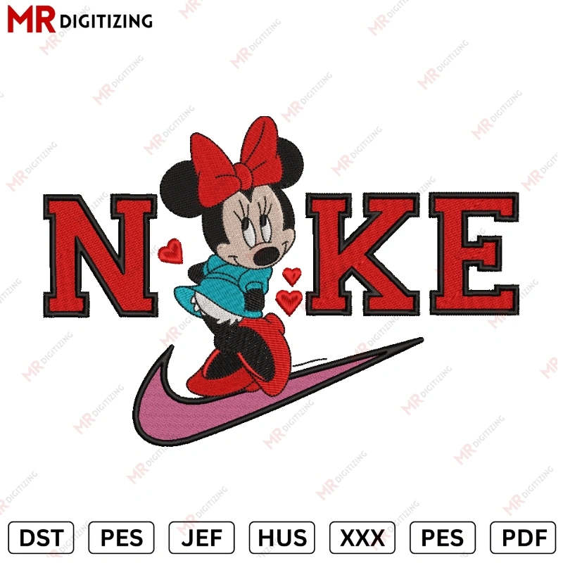 Nike Minnie VL3 Valentines Embroidery Design - DST, PES, JEF